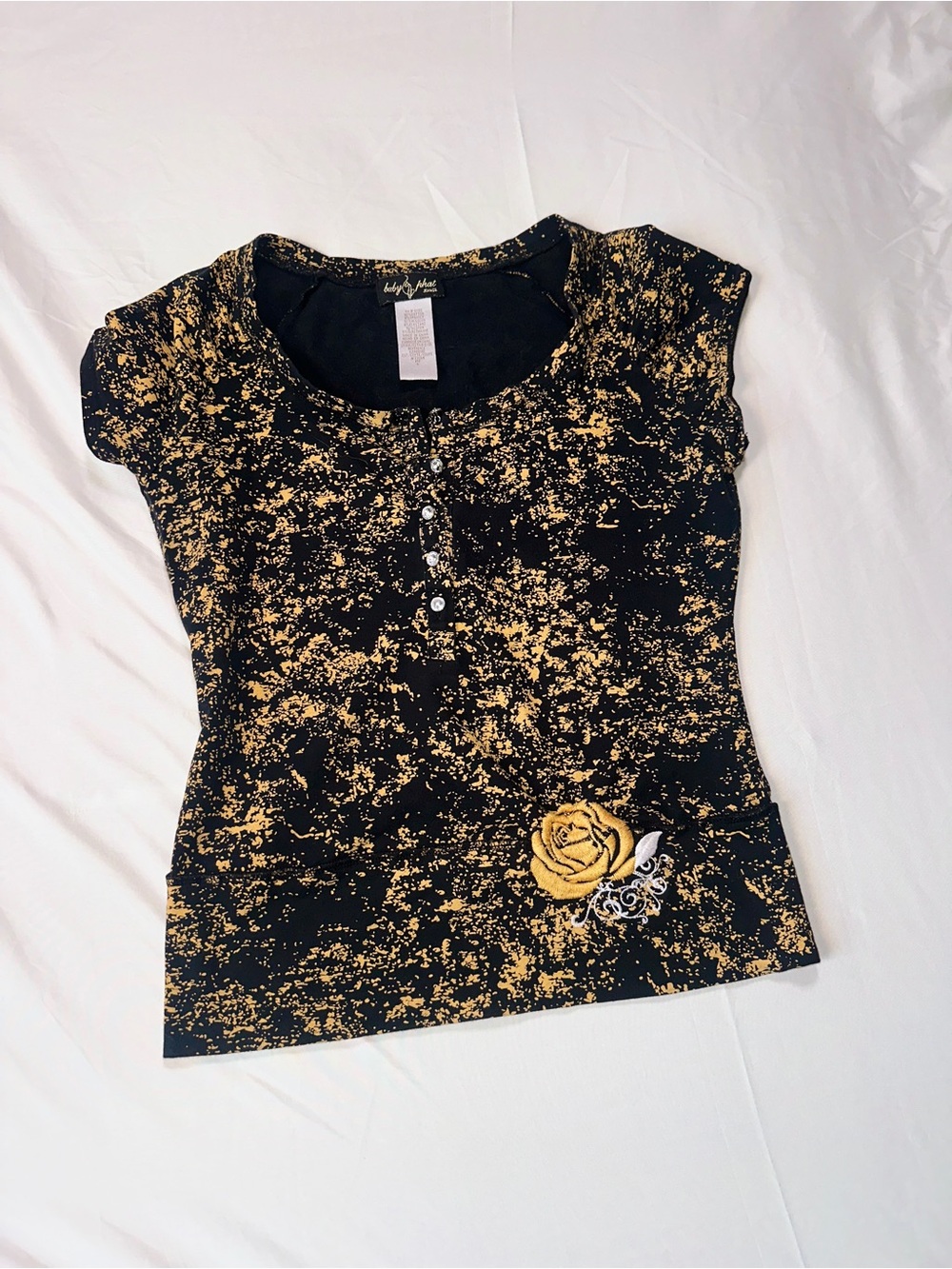 Baby Phat Black and Gold Foil Short Sleeve Tee - Picture 2 of 9